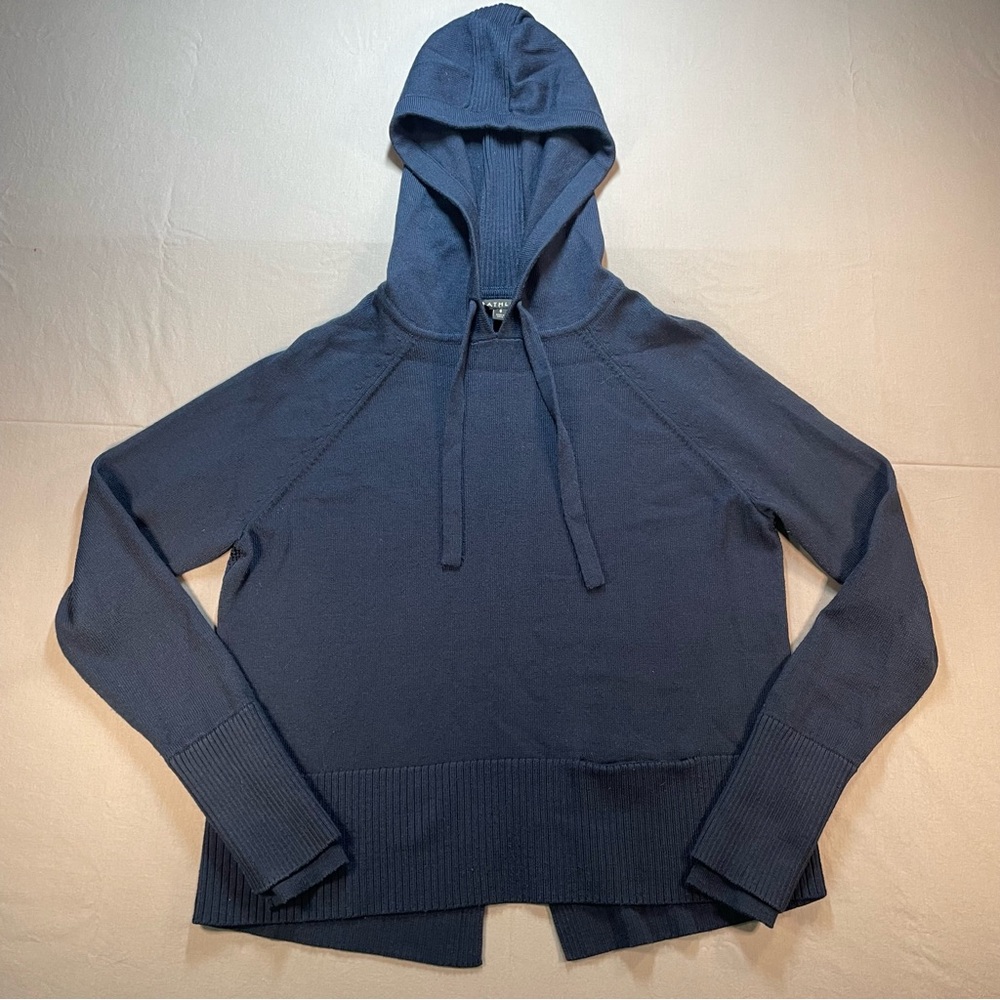 Athleta Verona Knit Merino Wool Blend Hoodie Sweater; Navy - Womens Small - Picture 2 of 16